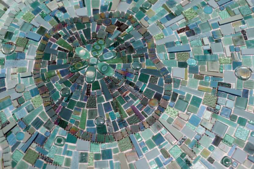 A mosaic in progress by mosaic artist Sonia King at her home studio in Dallas on May 8,...