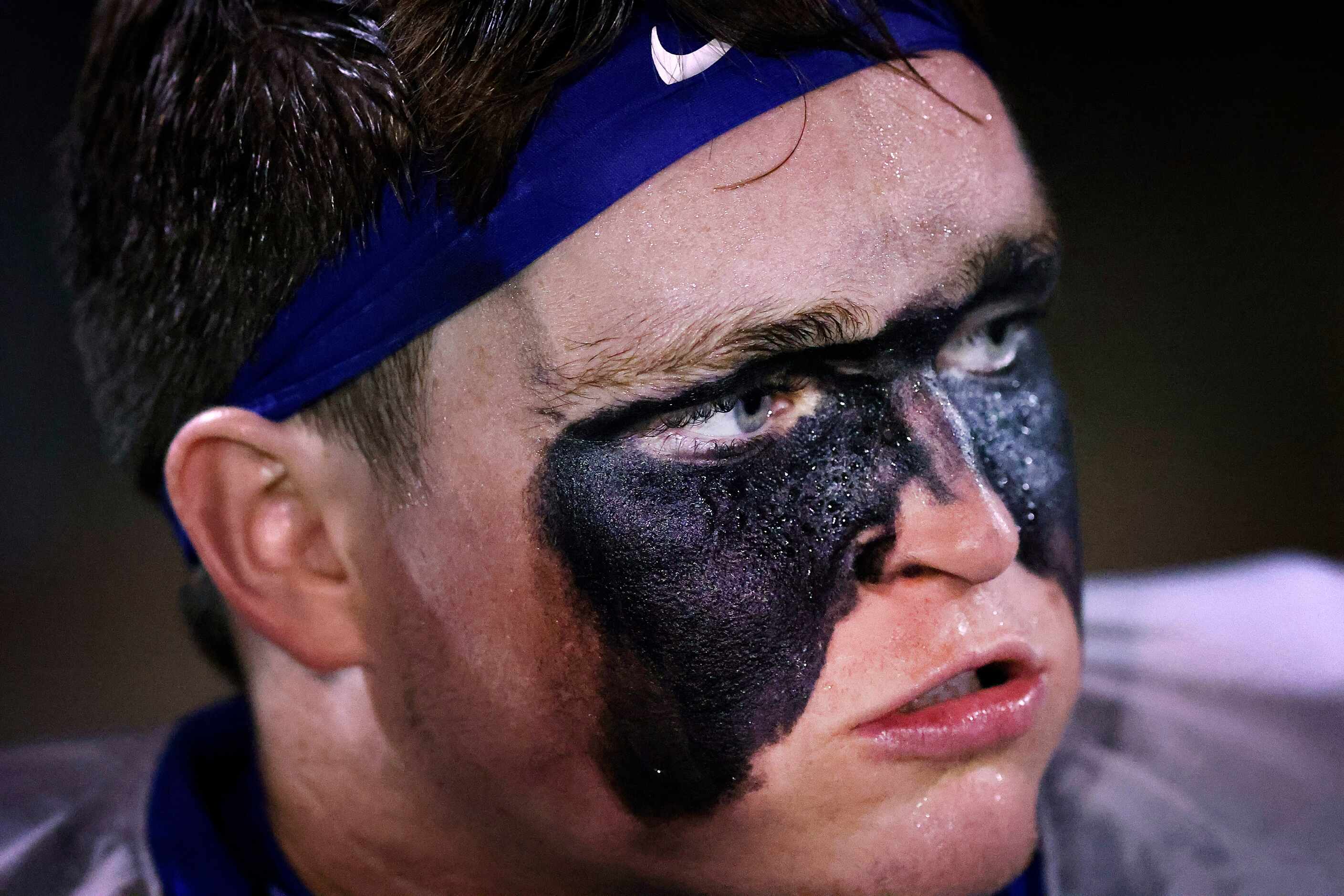 Fort Worth Nolan linebacker Johnny Gonzalez had his game face on as they faced Plano...