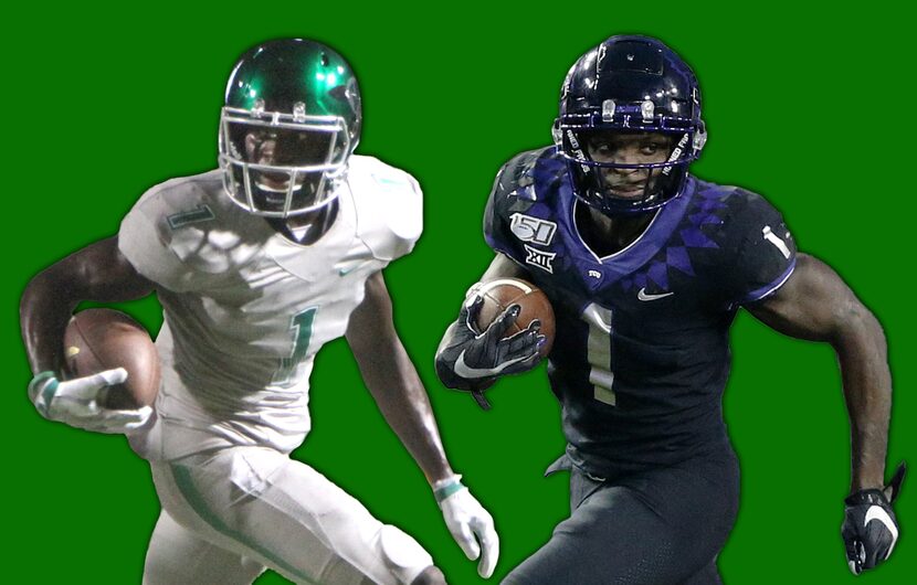 Jalen Reagor with Waxahachie in 2016 (left) and TCU in