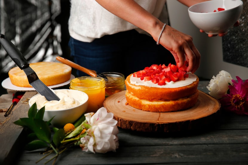 Local baker Kristen Massad demonstrates how to make a naked layer cake.