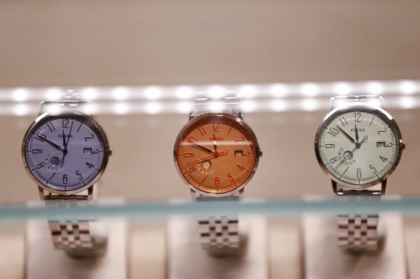 A watch display inside the Fossil store in the Stonebriar Centre in Frisco in 2016. 