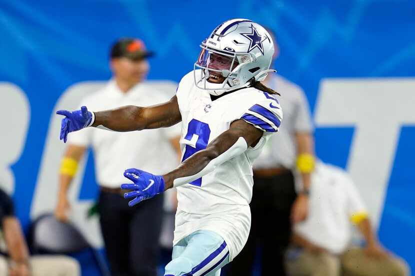Dallas Cowboys' KaVontae Turpin celebrates after returning a punt for a touchdown during the...