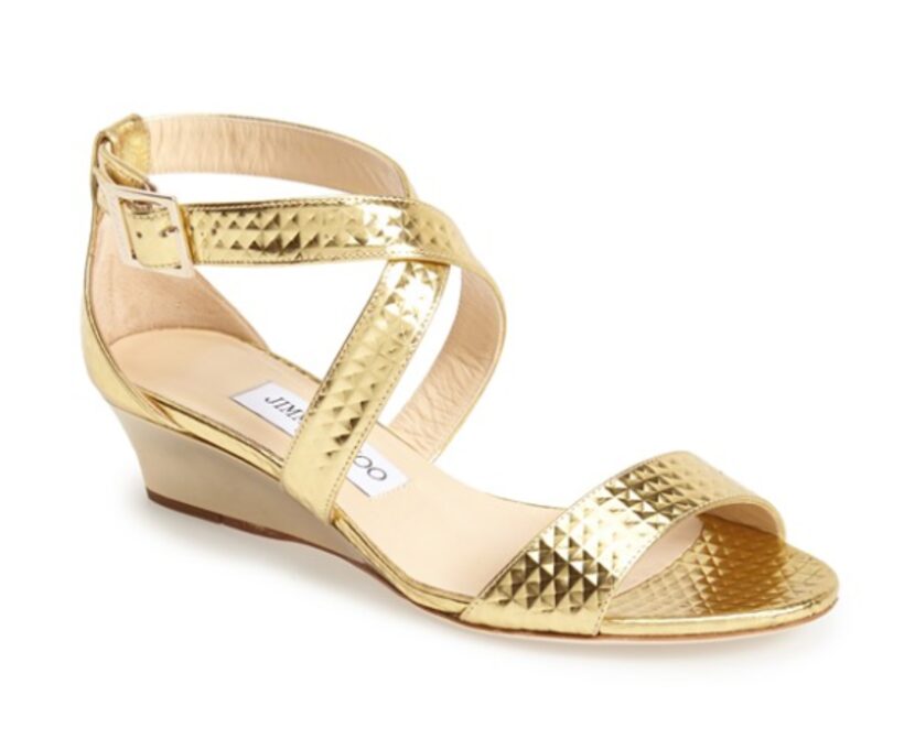 Jimmy Choo Chiara metallic and leather sandals: $695