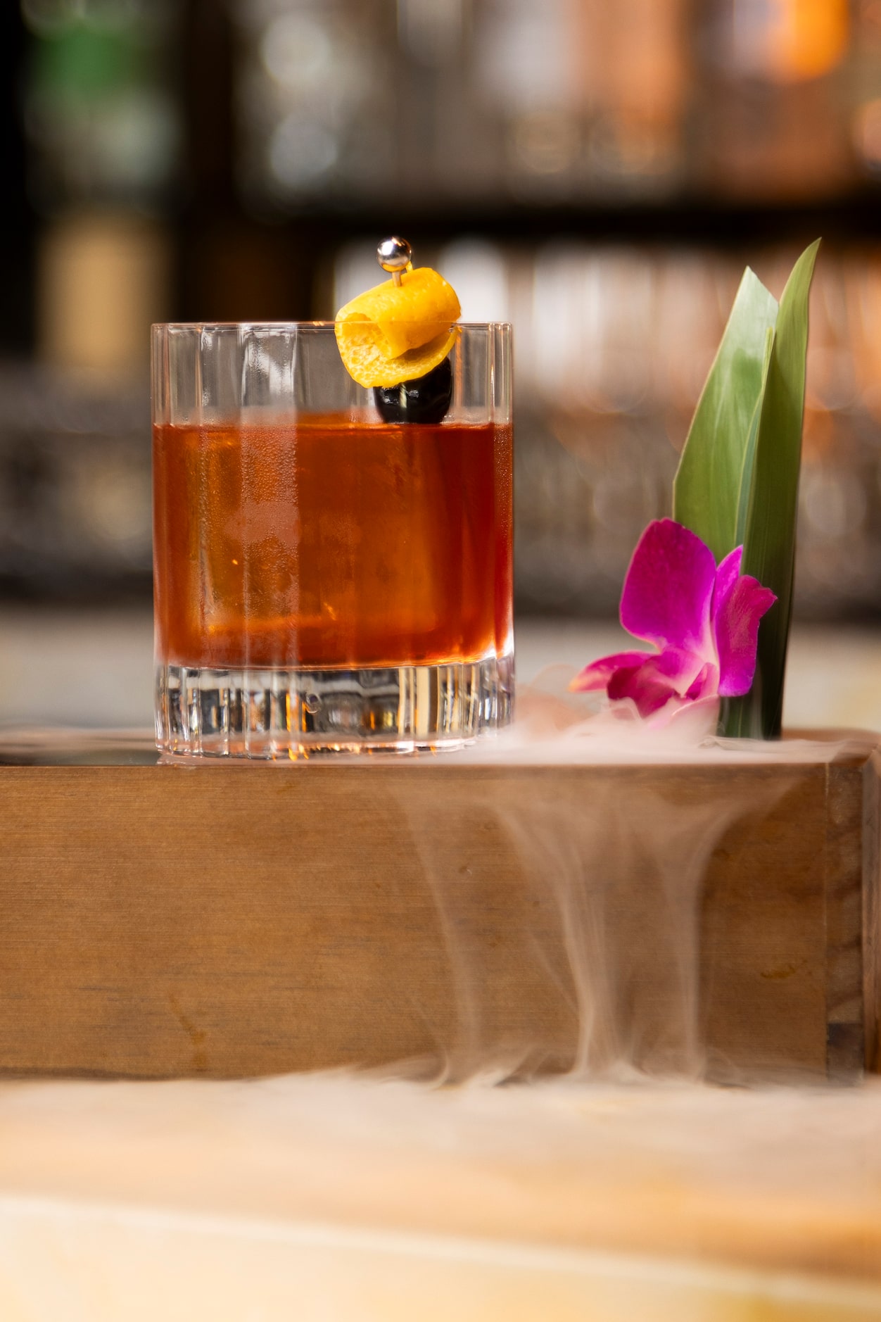 The Way of Xian Wèi cocktail is prepared with Suntory Toki, Knob Creek rye, smoked shoyu...