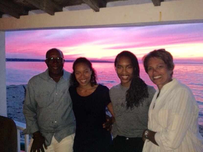 Catherine Kirk (third from left) vacationing with her parents, Ron Kirk and Matrice...