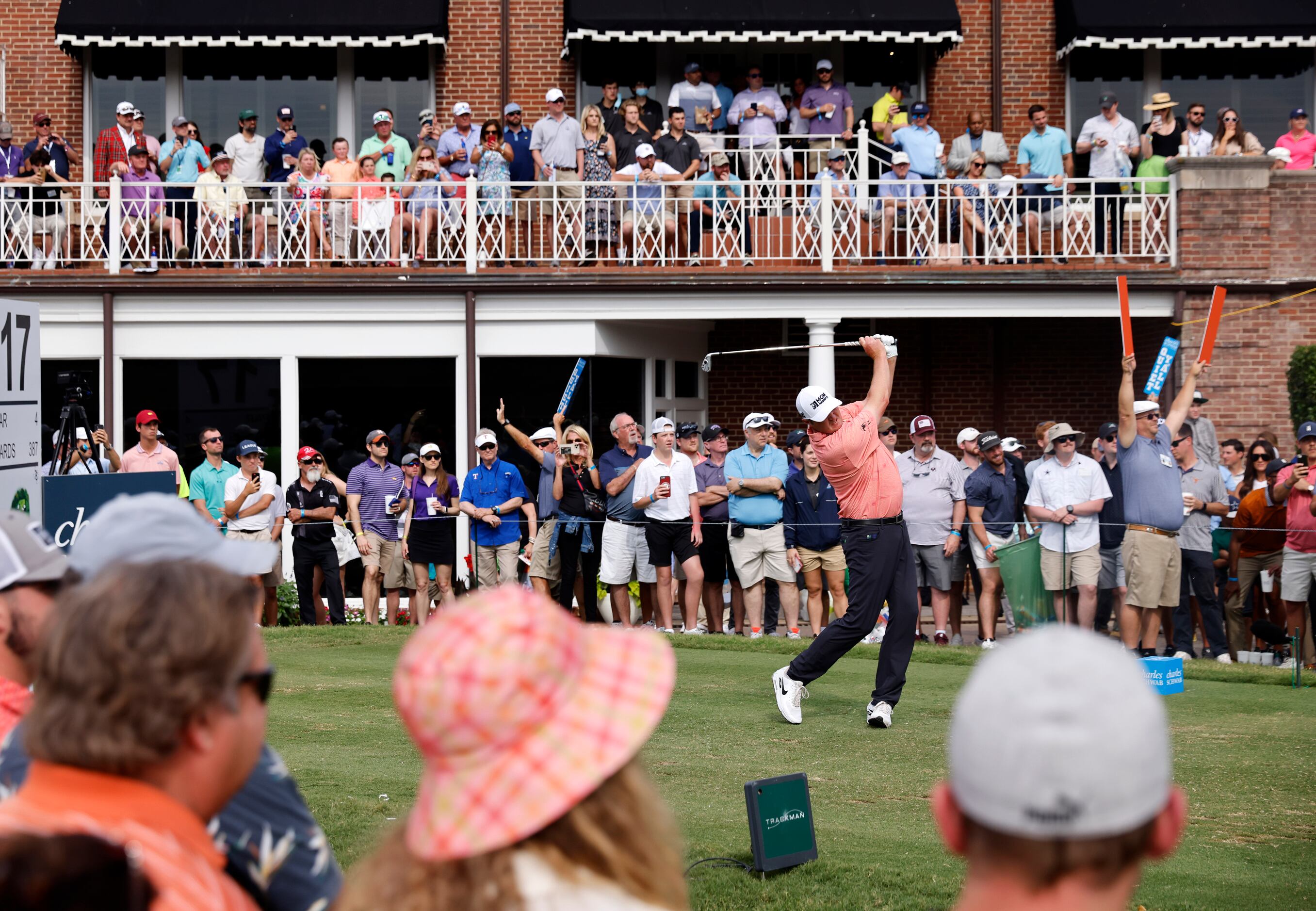 Before gallery full of fans, professional golfer Jason Kokrak fires his tee shot on the...