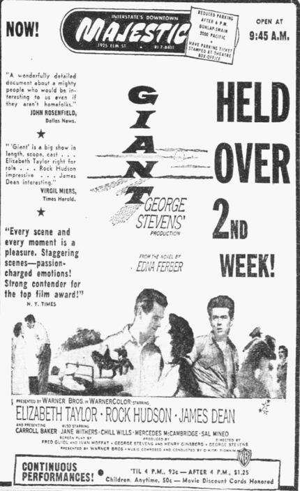 A movie ad in The Dallas Morning News promoting the movie Giant in 1956.