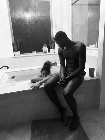 Dorian Finney-Smith and wife JazMyne opted for a water birth for their son Aysen, who was...
