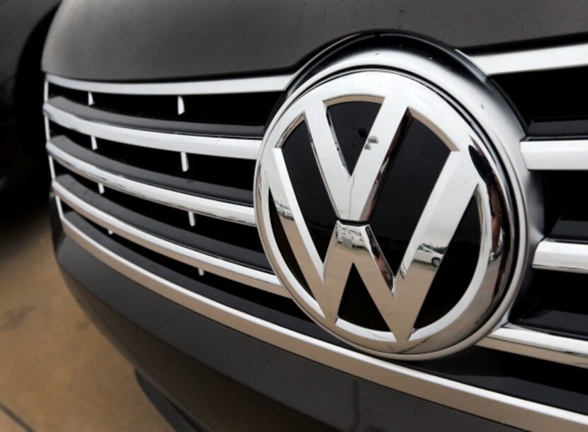 A detail shot of the grill of a Volkswagen at Lewisville Volkswagen.