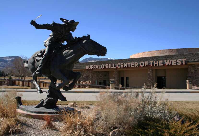 Buffalo Bill Center of the West exterior. Sculpture: Peter Fillerup (b. 1953). Bill...