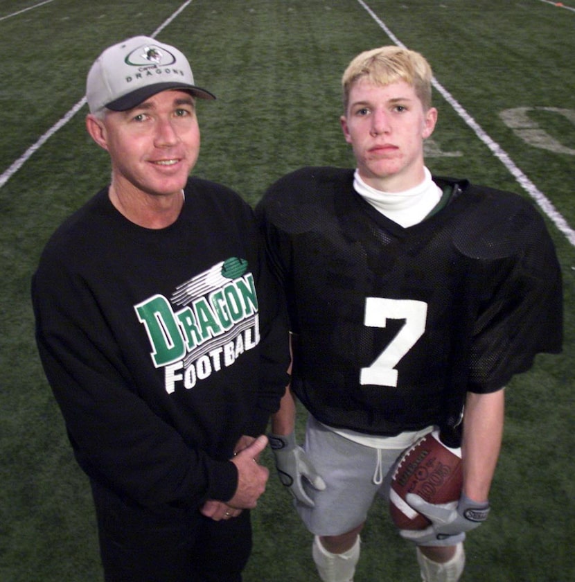 Hal Wasson, a Southlake Carroll assistant coach in 2001, and his son Chase Wasson. Chase was...