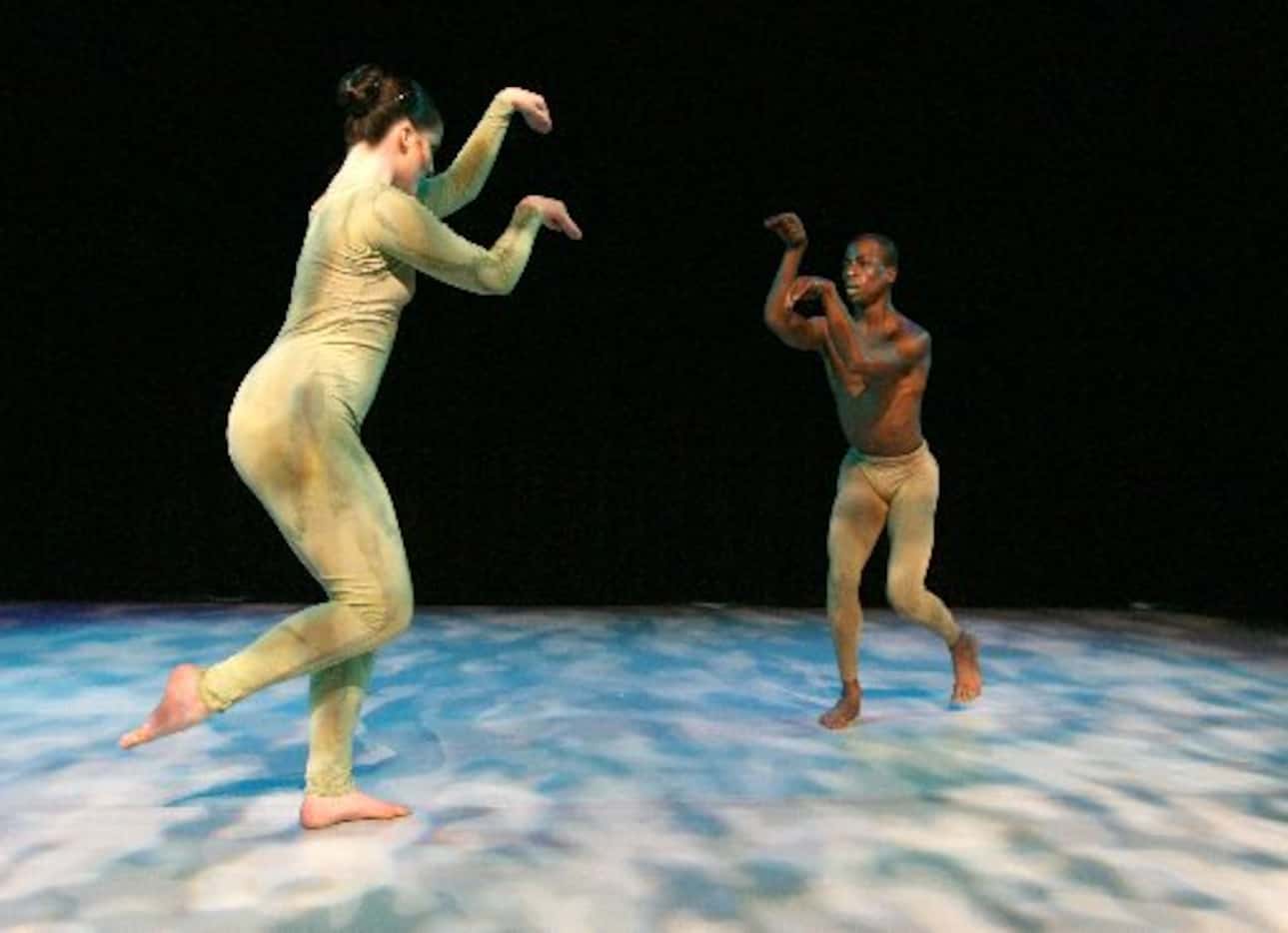 Lindsay Yoes (left) and Darrell Cleveland danced in the production of Mantis, a dance that...