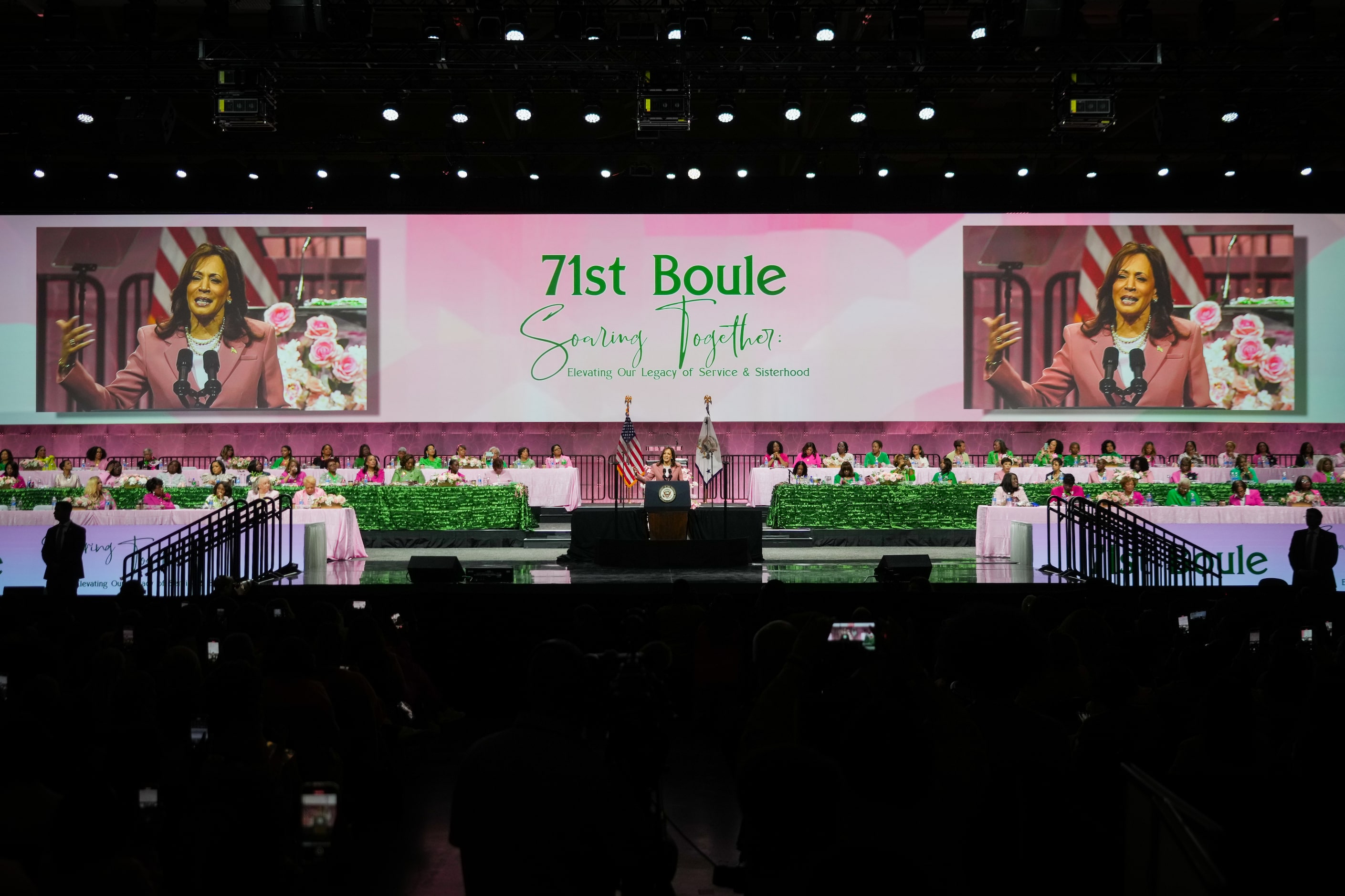 Vice President Kamala Harris addresses the Alpha Kappa Alpha Sorority national convention on...