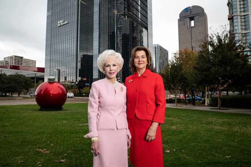 Sheila Grant, left, co-founder of the Klyde Warren Park board, and Nancy Best, fountain...