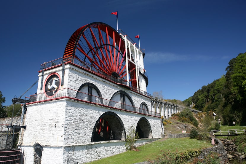 The Laxey Wheel is the largest working waterwheel in the world. On its side is the...