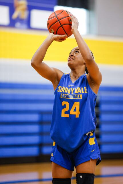 Sunnyvale girls basketball player Micah Russell during practice in Sunnyvale on Wednesday