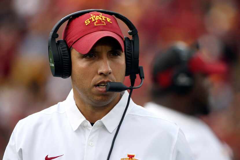 FILE - In this Oct. 1, 2016, file photo, Iowa State head coach Matt Campbell watches during...