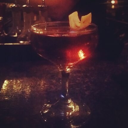 Peter Novotny's barrel-aged Sancho, a play on the classic Martinez, at Armoury D.E.