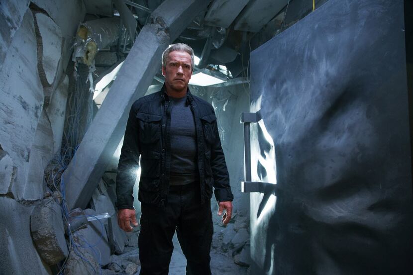 This photo provided by Paramount Pictures shows Arnold Schwarzenegger as the Terminator in...