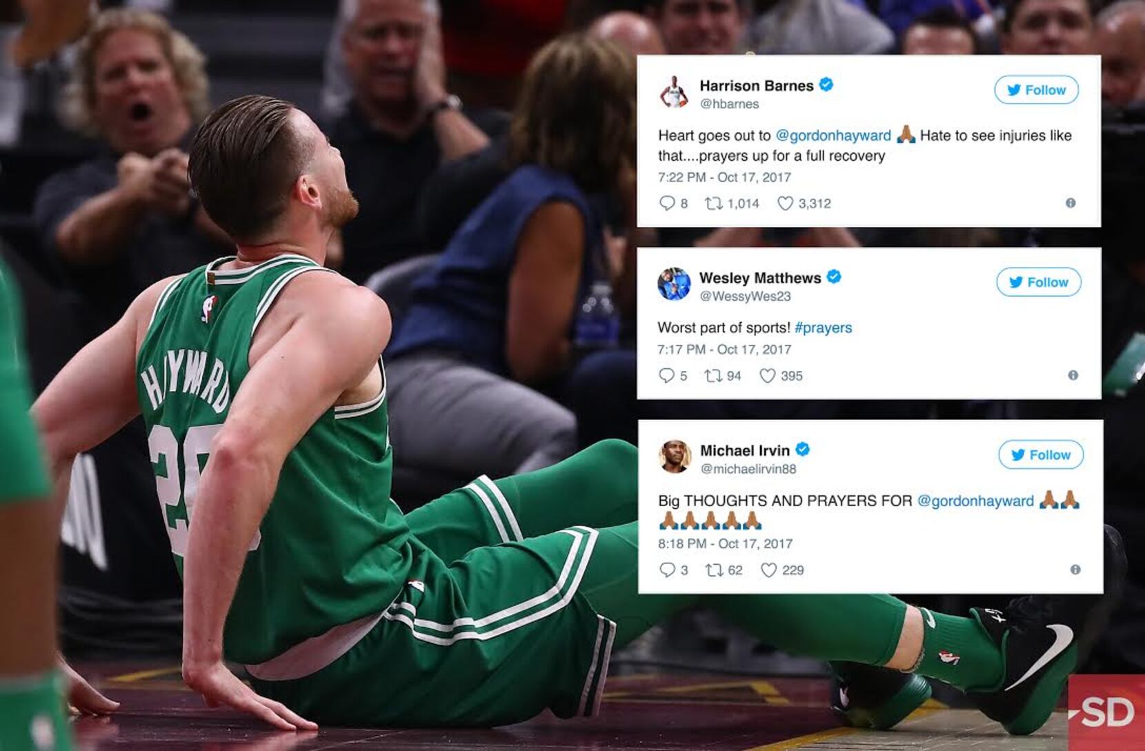 WATCH: Gordon Hayward suffers horrific injury in NBA opener