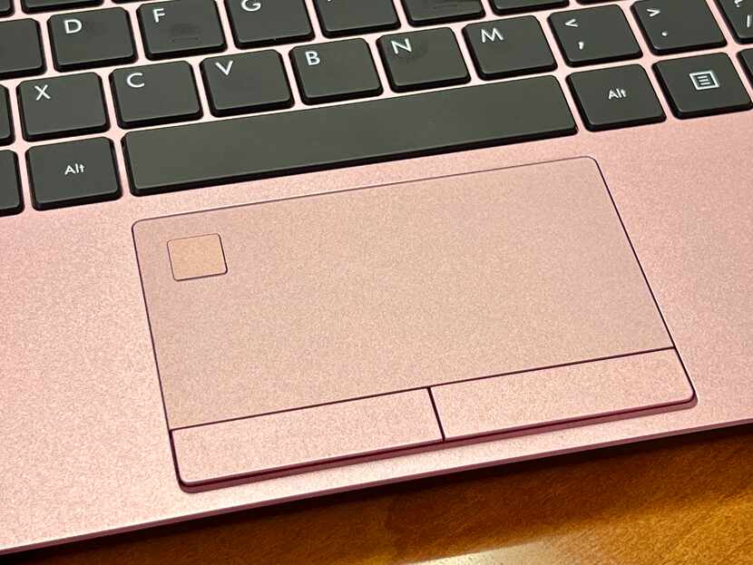 The VAIO FE laptop's touchpad is on the small side, and the integrated fingerprint reader in...