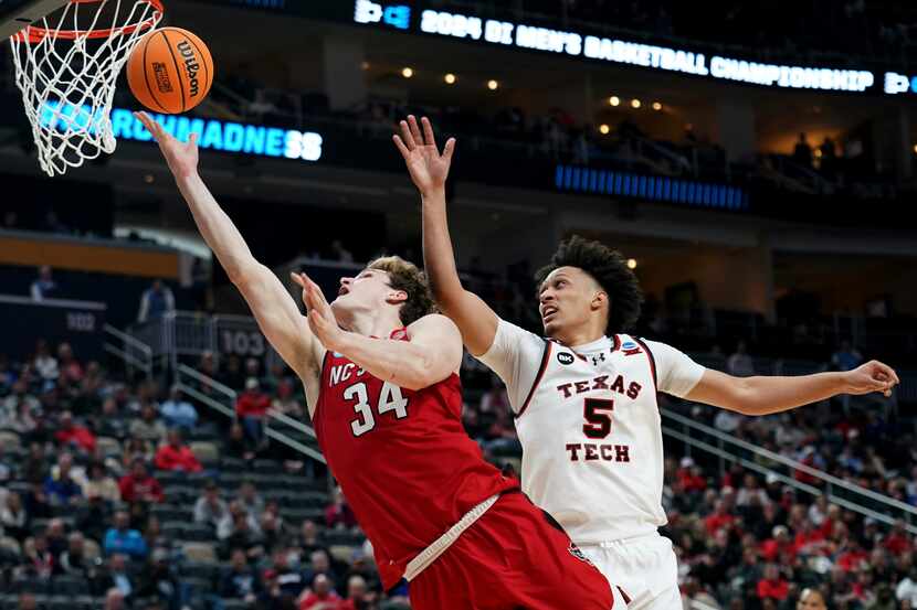 North Carolina State's Ben Middlebrooks (34) shoots against Texas Tech's Darrion Williams...