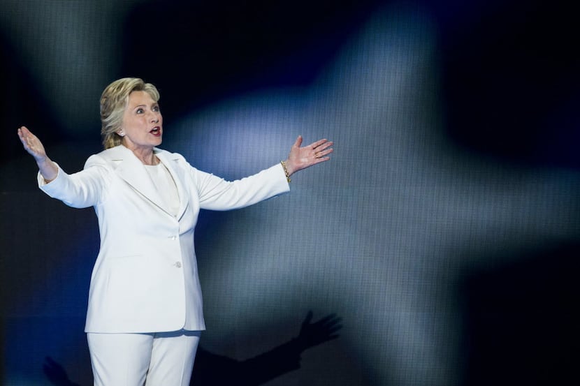 Democratic presidential candidate Hillary Clinton takes the stage during day four of the...