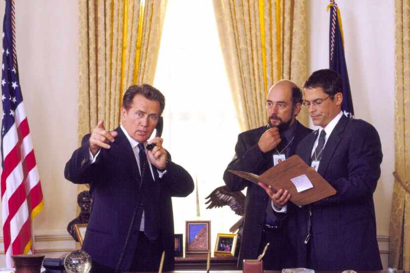 Martin Sheen, left, as President Josiah Bartlet, appears in a scene from NBC's 'The West...