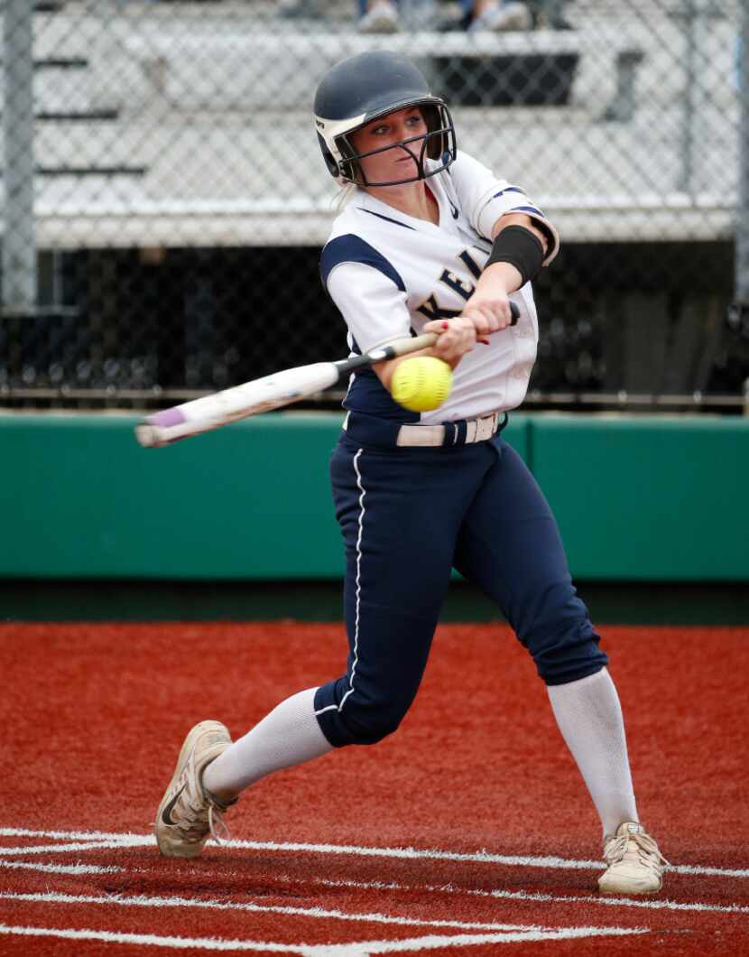 Keller's Kasey Simpson bats against Plano East during Game 2 of the Class 6A Region I...