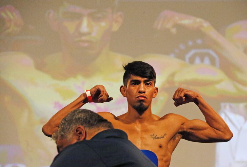 Will Campuzano poses during UFC weigh-ins at Gilley's in Dallas for Saturday's event at the...