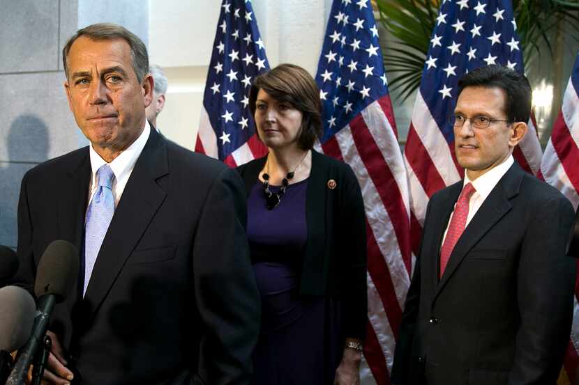 House Speaker John Boehner (R-Ohio) speaks at a news conference following a caucus meeting...