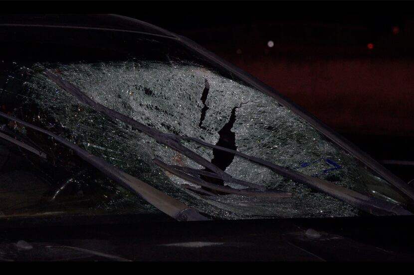 A car had heavy damage to its driver's side window after it was involved in a crash Thursday...