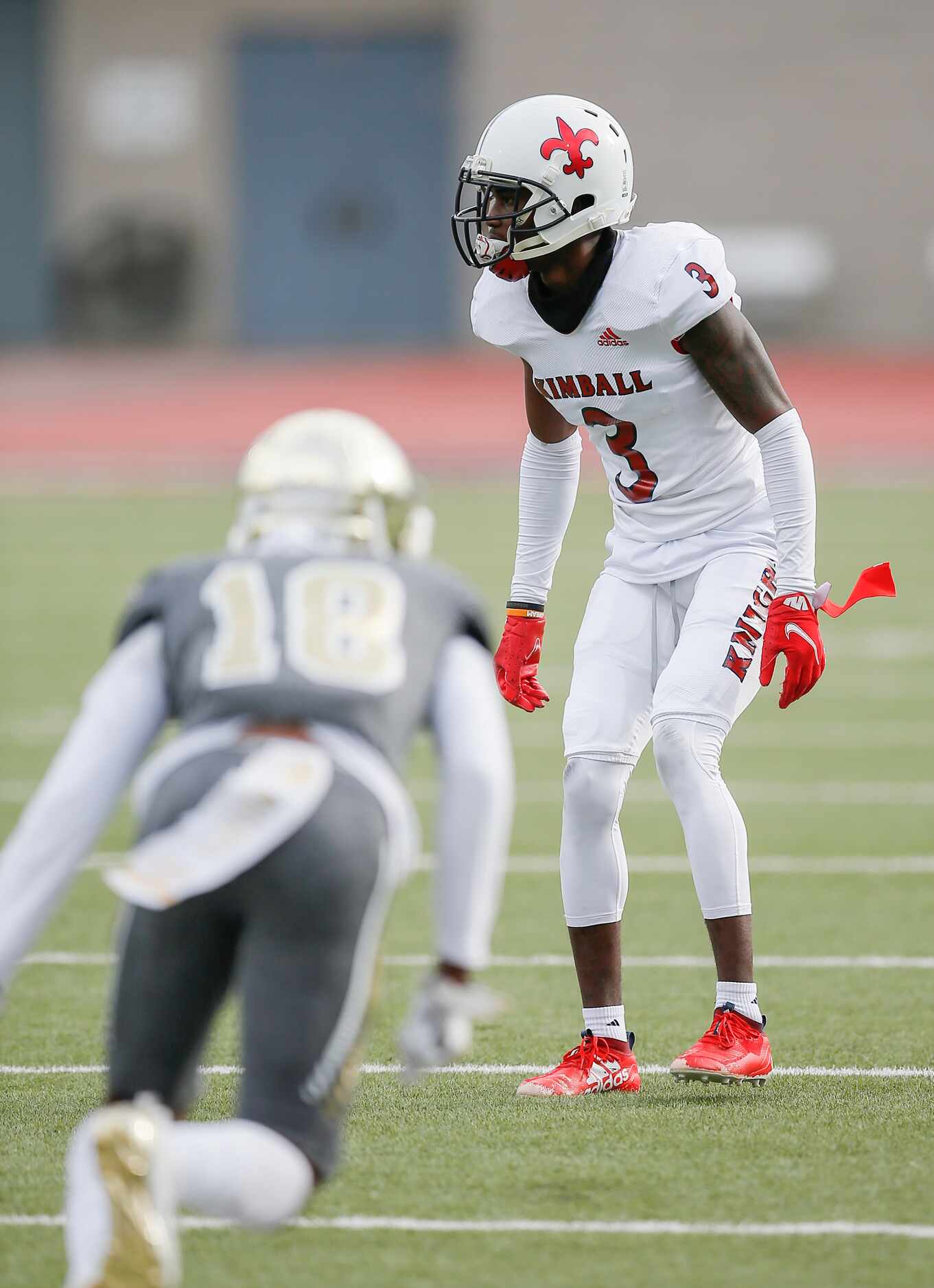 Kimball senior cornerback Ishmeel Ibraheem (3) defends against South Oak Cliff junior wide...