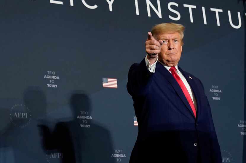 Former President Donald Trump speaks at an America First Policy Institute agenda summit at...