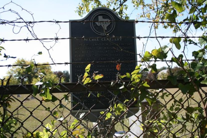 A state historical marker at McCree Cemetery describes that the site dates back to 1866,...