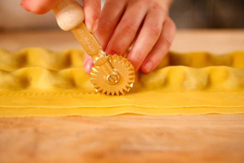 Paola Saglietti, chef de cuisine of Il Pastaio restaurant, makes agnolotti at Eataly, the...