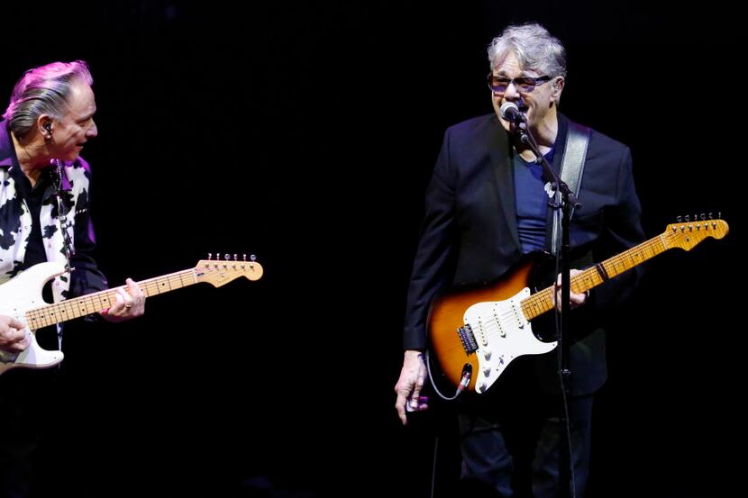 Steve Miller of the Steve Miller Band, right, performs with blues-rock guitarist Jimmie...