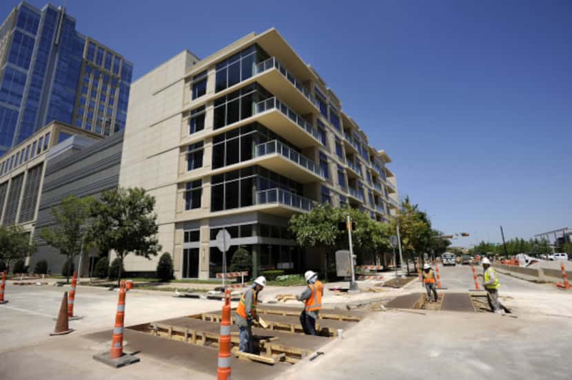 The shell of Lincoln Property's Parkside condo building has been completed for three years,...