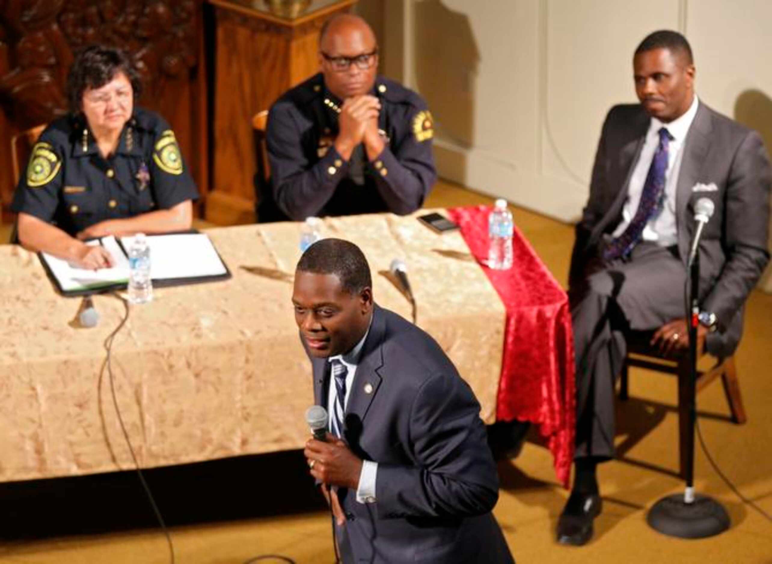 Dallas County District Attorney  Craig Watkins addressed the crowd at a town hall meeting...