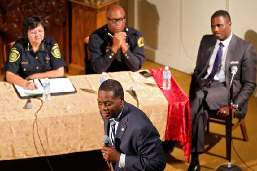 Dallas County District Attorney  Craig Watkins addressed the crowd at a town hall meeting...