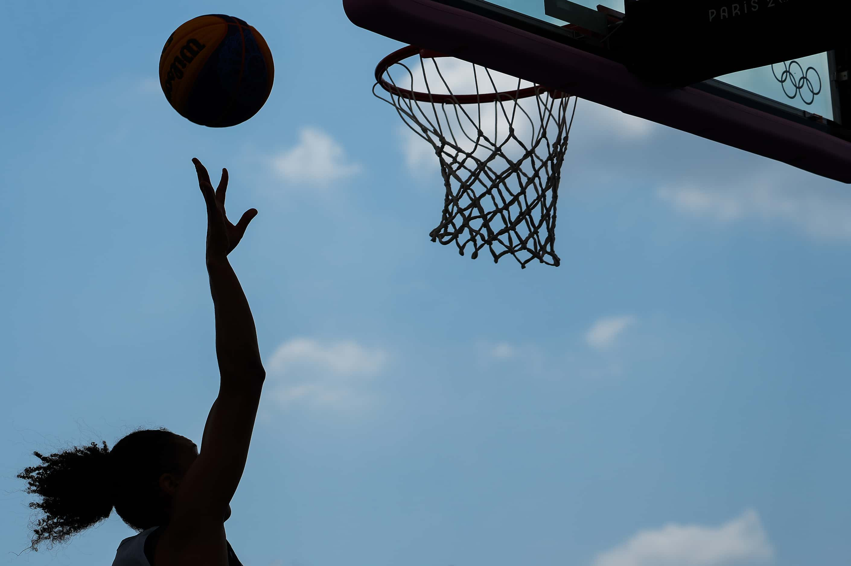 Cierra Burdick of the United States goes for a layup during women’s 3x3 basketball game...