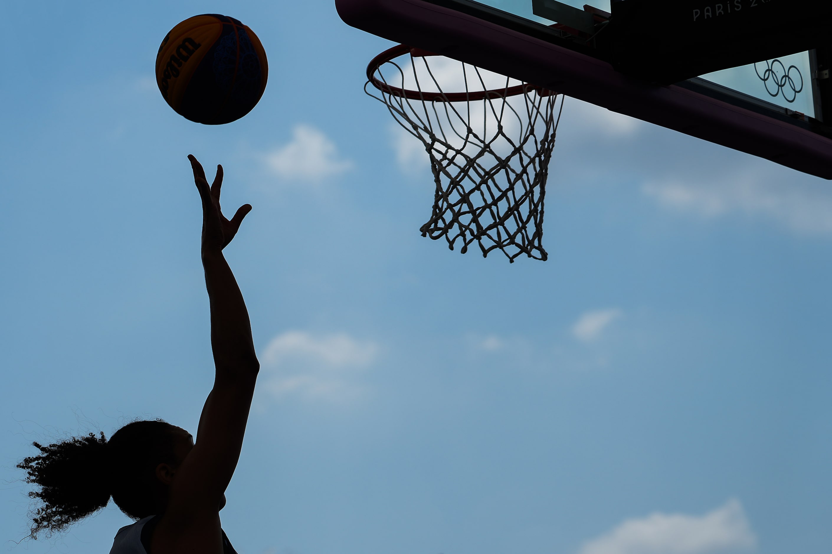 Cierra Burdick of the United States goes for a layup during women’s 3x3 basketball game...