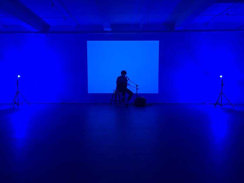In Le’Andra LeSeur’s performance "There Are Other Hues of Blue," the artist is bathed in...