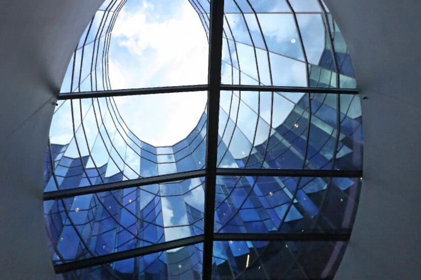 An oculus affords an interesting view skyward in the workspace, as seen at the grand opening...