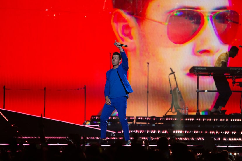 Joe Jonas of the Jonas Brothers performs at American Airlines Center in Dallas, Texas on...