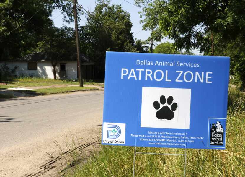  A Dallas Animal Services sign is now posted next to the vacant lot in the 3300 block of...