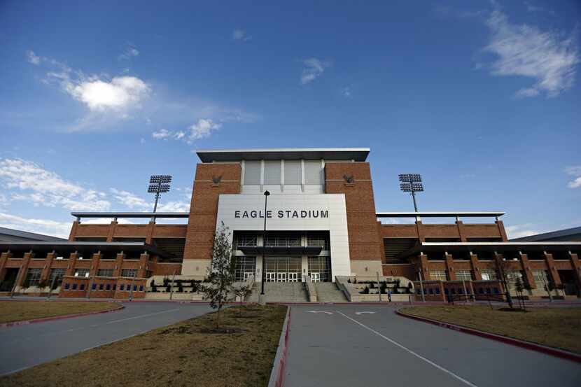 Exterior photo of Allen Eagle Stadium shot Thursday, February 27, 2014 in Allen. School...