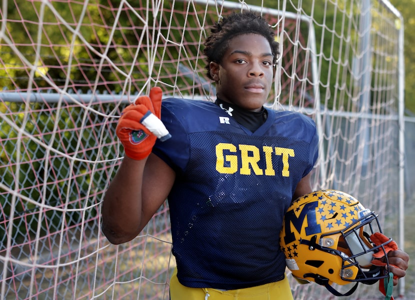 Cam Pettijohn poses for a photograph at the McKinney High School practice field in McKinney,...