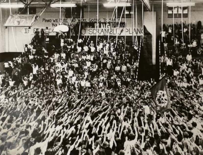 
Students gather during Lake Highlands High School pep rally in 1981. The school will...