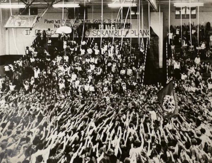 
Students gather during Lake Highlands High School pep rally in 1981. The school will...